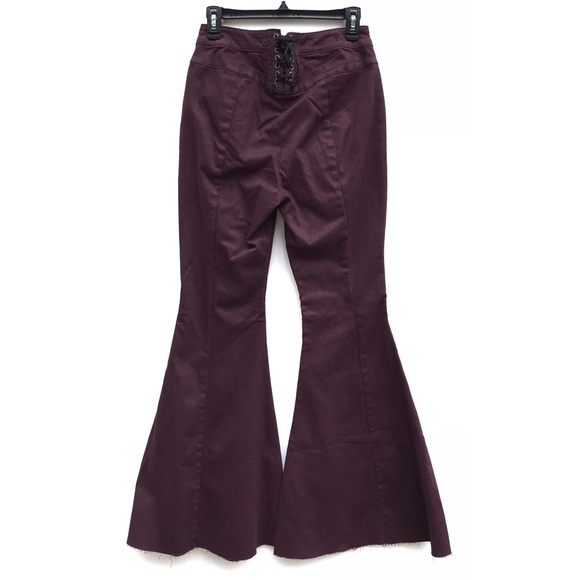 Free People High Rise Lace Up Bell Bottom Jeans - Picture 4 of 9